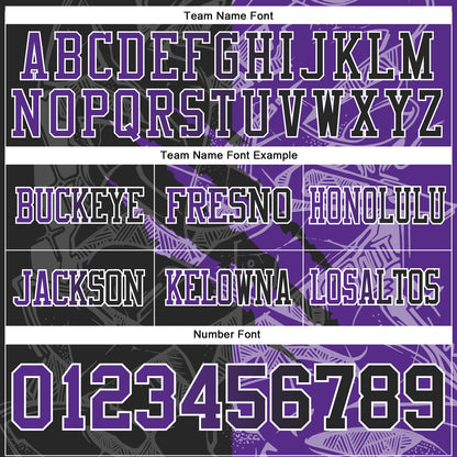 Custom Black Purple-White Mesh Authentic Gradient Fashion Scratch Football Jersey