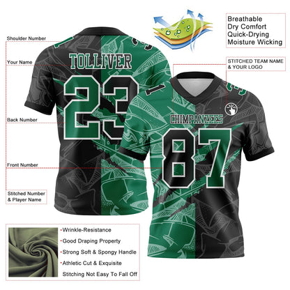 Custom Black Kelly Green-White Mesh Authentic Gradient Fashion Scratch Football Jersey