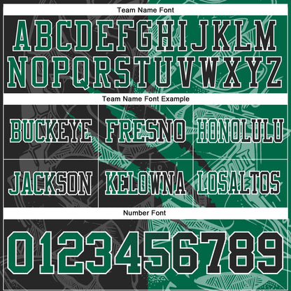 Custom Black Kelly Green-White Mesh Authentic Gradient Fashion Scratch Football Jersey