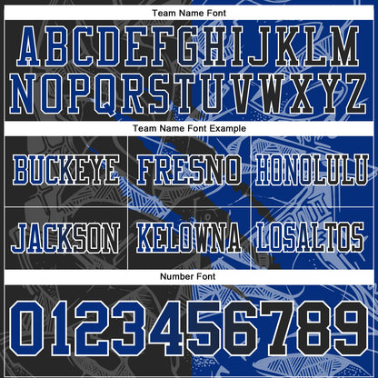 Custom Black Royal-White Mesh Authentic Gradient Fashion Scratch Football Jersey