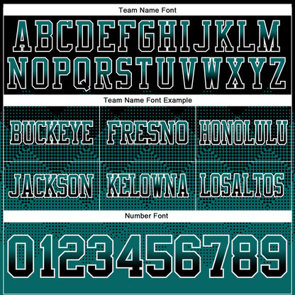 Custom Black Teal-White Mesh Authentic Gradient Square Shape Flag Football Jersey