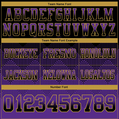 Custom Black Purple-Old Gold Mesh Authentic Gradient Square Shape Flag Football Jersey