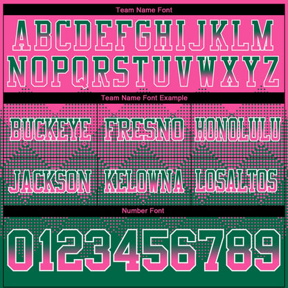 Custom Pink Kelly Green-White Mesh Authentic Gradient Square Shape Flag Football Jersey