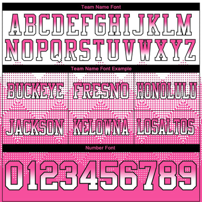 Custom White Pink-Black Mesh Authentic Gradient Square Shape Flag Football Jersey