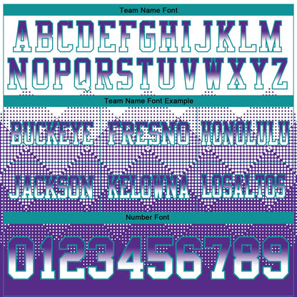 Custom White Purple-Teal Mesh Authentic Gradient Square Shape Flag Football Jersey
