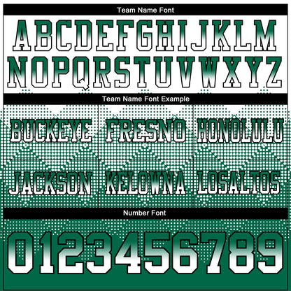 Custom White Kelly Green-Black Mesh Authentic Gradient Square Shape Flag Football Jersey