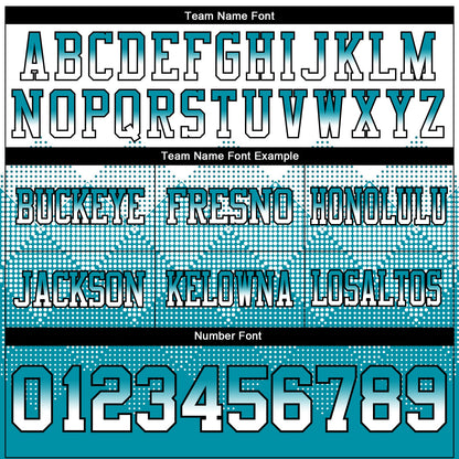 Custom White Teal-Black Mesh Authentic Gradient Square Shape Flag Football Jersey