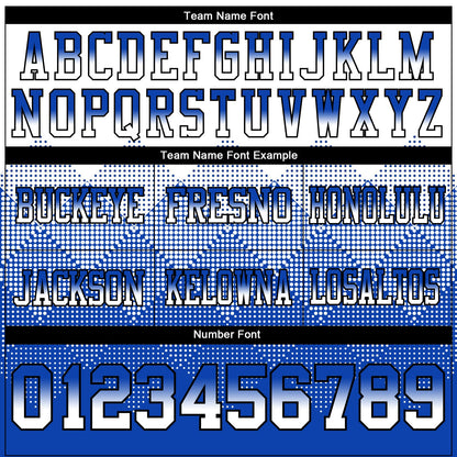 Custom White Thunder Blue-Black Mesh Authentic Gradient Square Shape Flag Football Jersey