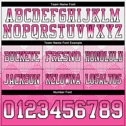Custom White Hot Pink-Black Mesh Authentic Gradient Square Shape Flag Football Jersey