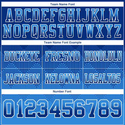 Custom Royal Powder Blue-White Mesh Authentic Gradient Square Shape Flag Football Jersey