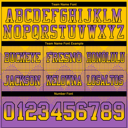 Custom Yellow Medium Purple-Black Mesh Authentic Gradient Square Shape Flag Football Jersey