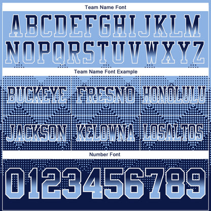 Custom Light Blue Navy-White Mesh Authentic Gradient Square Shape Flag Football Jersey