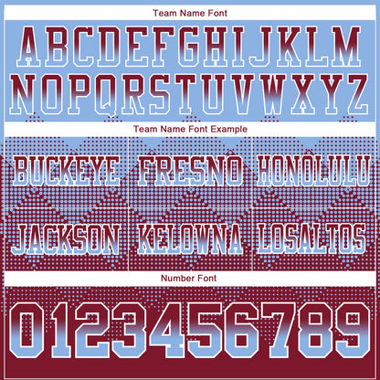 Custom Light Blue Crimson-White Mesh Authentic Gradient Square Shape Flag Football Jersey