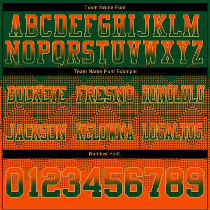 Custom Green Orange-Old Gold Mesh Authentic Gradient Square Shape Flag Football Jersey