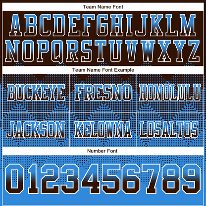 Custom Brown Powder Blue-White Mesh Authentic Gradient Square Shape Flag Football Jersey