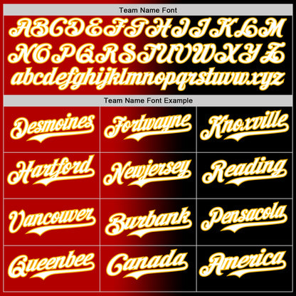 Custom Black White Red-Gold Authentic Gradient Fashion Baseball Jersey