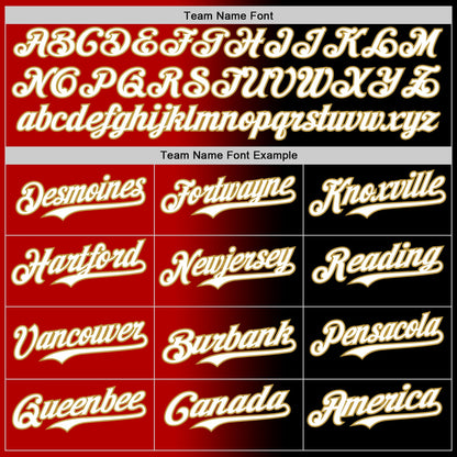 Custom Black White Red-Old Gold Authentic Gradient Fashion Baseball Jersey