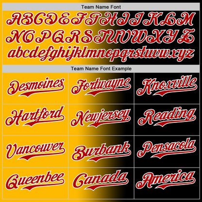 Custom Black Red Gold-White Authentic Gradient Fashion Baseball Jersey