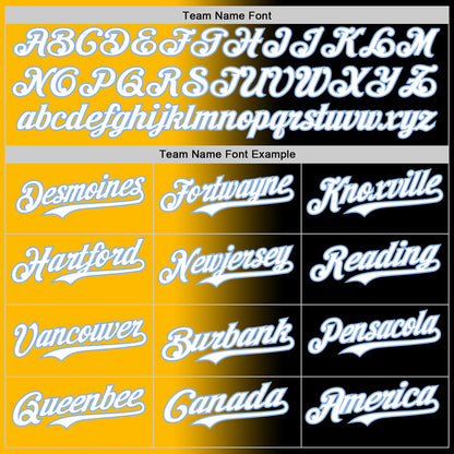 Custom Black Light Blue Gold-White Authentic Gradient Fashion Baseball Jersey