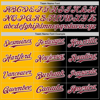 Custom Black Crimson Gold-White Authentic Gradient Fashion Baseball Jersey
