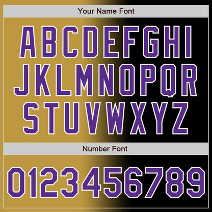Custom Black Purple Old Gold-White Authentic Gradient Fashion Baseball Jersey