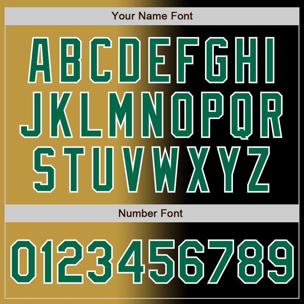 Custom Black Kelly Green Old Gold-White Authentic Gradient Fashion Baseball Jersey