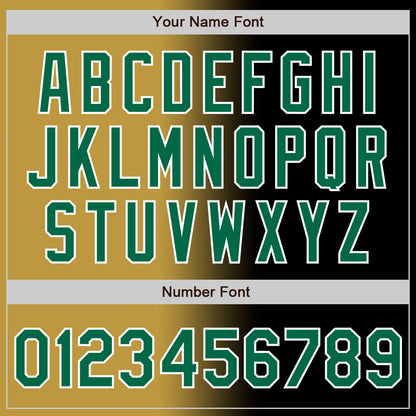 Custom Black Kelly Green Old Gold-White Authentic Gradient Fashion Baseball Jersey