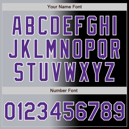 Custom Black Purple Gray-White Authentic Gradient Fashion Baseball Jersey