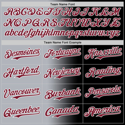 Custom Black Crimson Gray-White Authentic Gradient Fashion Baseball Jersey
