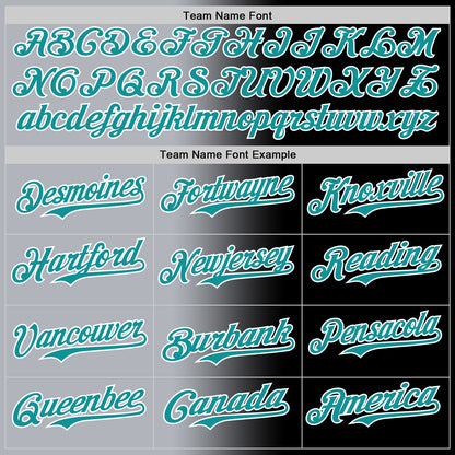 Custom Black Teal Gray-White Authentic Gradient Fashion Baseball Jersey