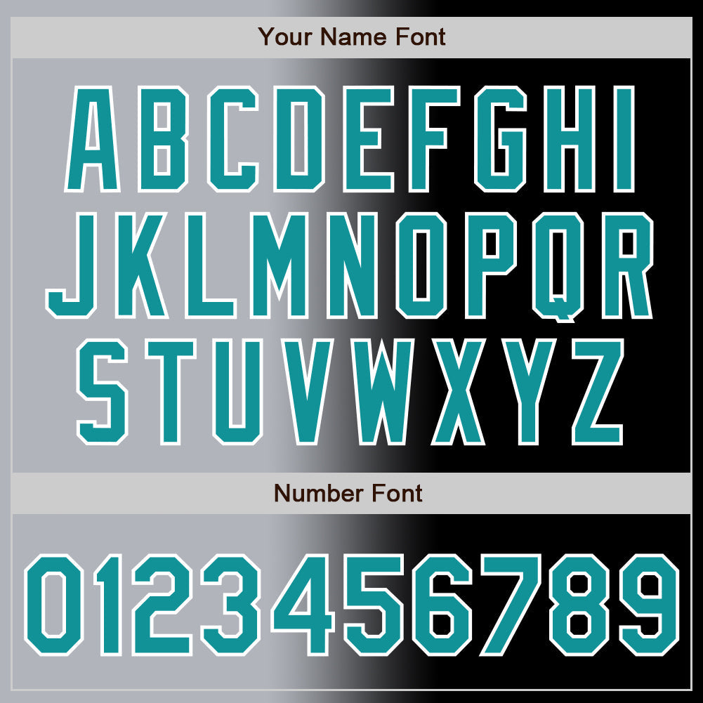 Custom Black Teal Gray-White Authentic Gradient Fashion Baseball Jersey