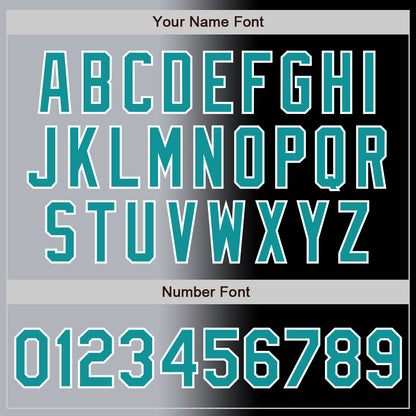 Custom Black Teal Gray-White Authentic Gradient Fashion Baseball Jersey