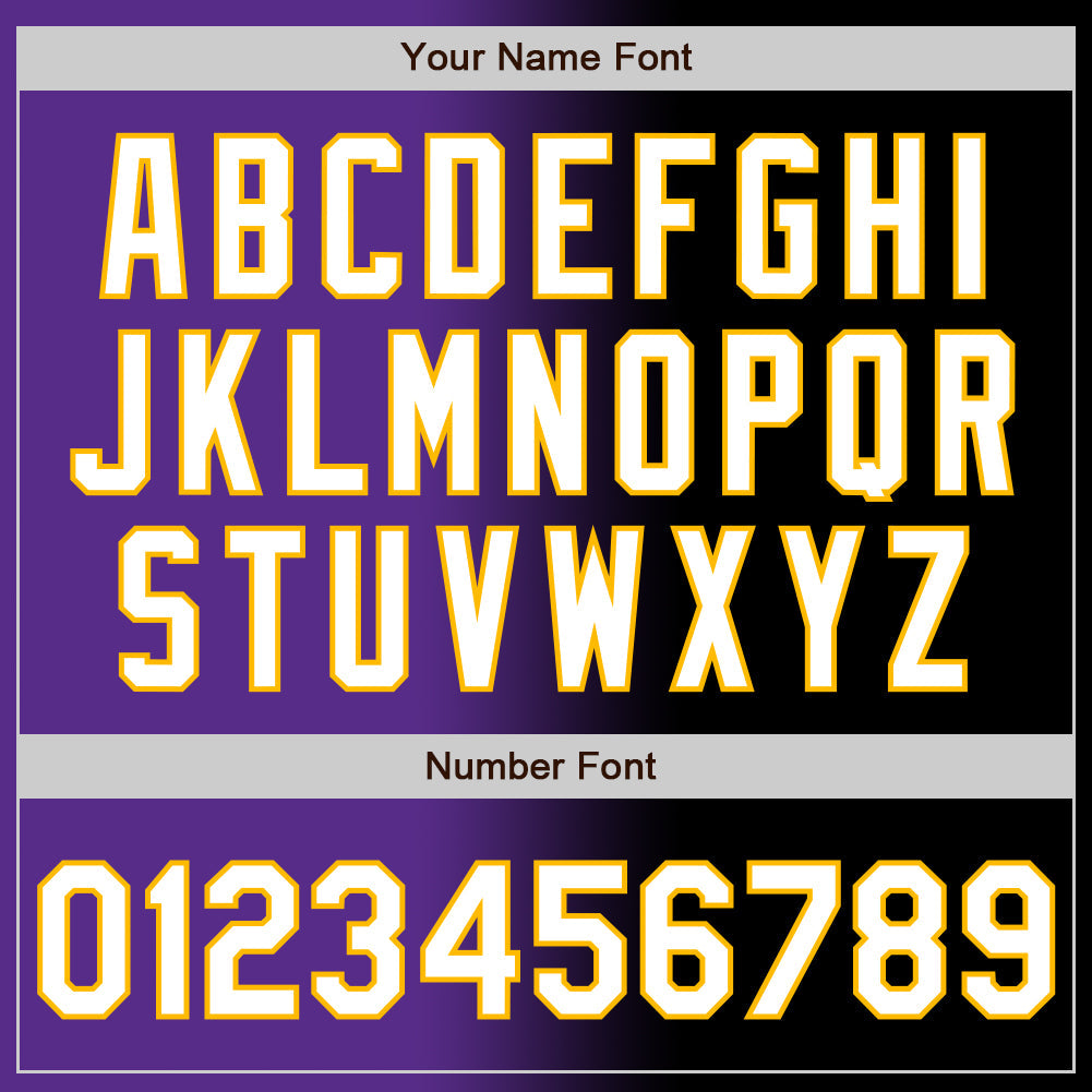 Custom Black White Purple-Gold Authentic Gradient Fashion Baseball Jersey