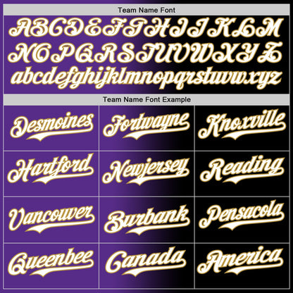 Custom Black White Purple-Old Gold Authentic Gradient Fashion Baseball Jersey