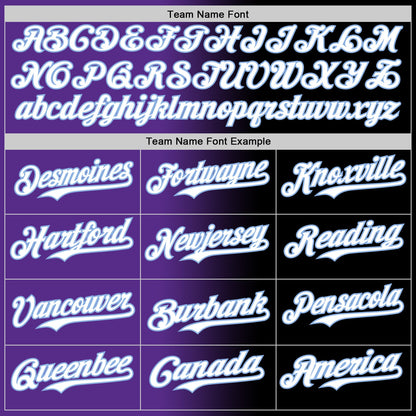 Custom Black White Purple-Light Blue Authentic Gradient Fashion Baseball Jersey