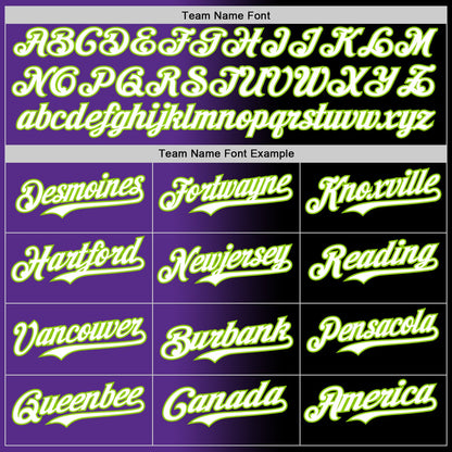 Custom Black White Purple-Neon Green Authentic Gradient Fashion Baseball Jersey