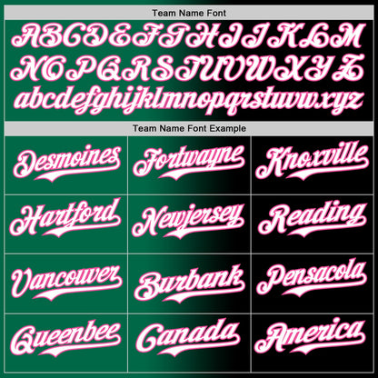 Custom Black White Kelly Green-Pink Authentic Gradient Fashion Baseball Jersey