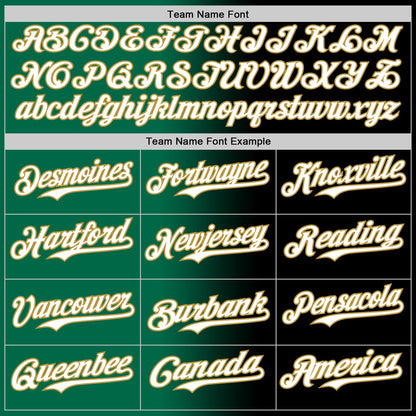 Custom Black White Kelly Green-Old Gold Authentic Gradient Fashion Baseball Jersey