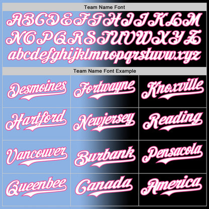 Custom Black White Light Blue-Pink Authentic Gradient Fashion Baseball Jersey