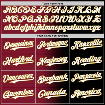 Custom Black White Crimson-Old Gold Authentic Gradient Fashion Baseball Jersey