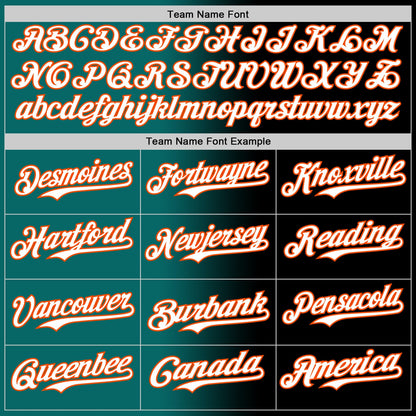 Custom Black White Teal-Orange Authentic Gradient Fashion Baseball Jersey