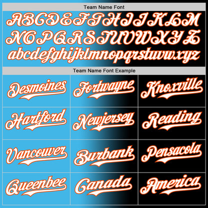 Custom Black White Sky Blue-Orange Authentic Gradient Fashion Baseball Jersey