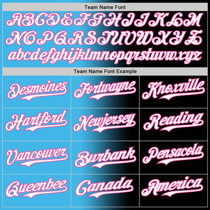 Custom Black White Sky Blue-Pink Authentic Gradient Fashion Baseball Jersey