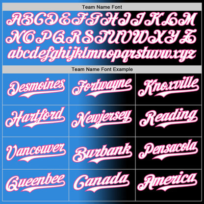 Custom Black White Electric Blue-Pink Authentic Gradient Fashion Baseball Jersey
