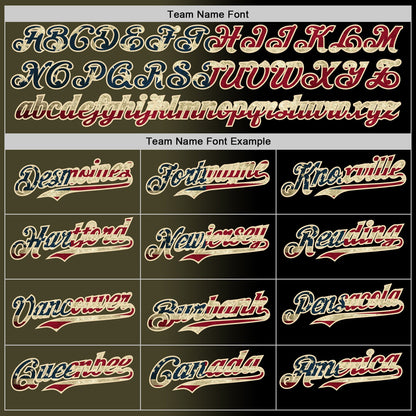Custom Black Vintage USA Flag Olive-Cream Authentic Gradient Fashion Baseball Jersey