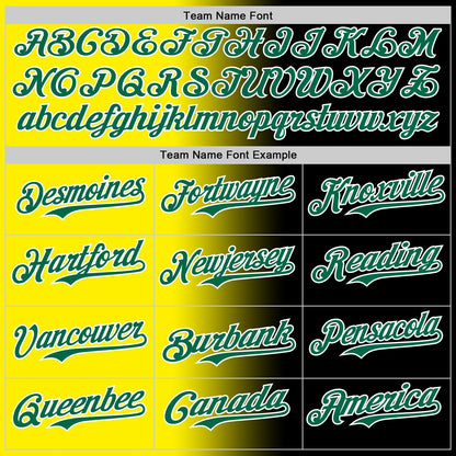 Custom Black Kelly Green Light Yellow-White Authentic Gradient Fashion Baseball Jersey