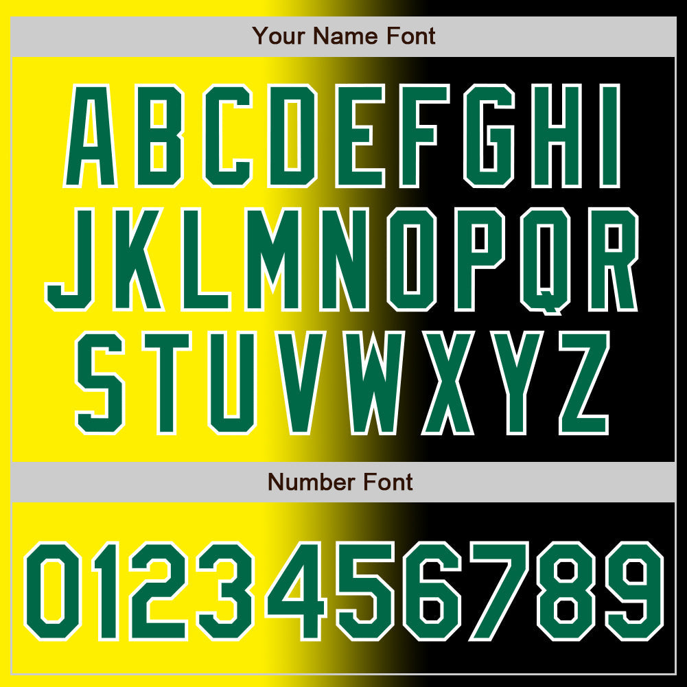 Custom Black Kelly Green Light Yellow-White Authentic Gradient Fashion Baseball Jersey