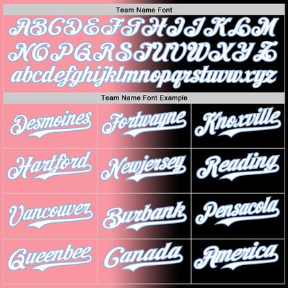 Custom Black White Medium Pink-Light Blue Authentic Gradient Fashion Baseball Jersey