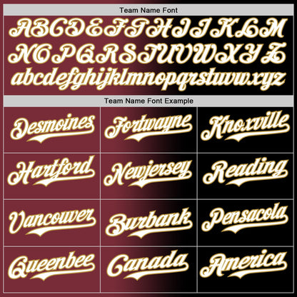 Custom Black White Burgundy-Old Gold Authentic Gradient Fashion Baseball Jersey