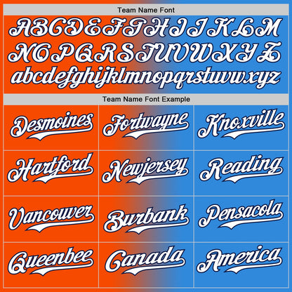 Custom Electric Blue White Orange-Navy Authentic Gradient Fashion Baseball Jersey